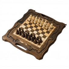 Шахматы резные Арарат, с ручкой и ложементом 40